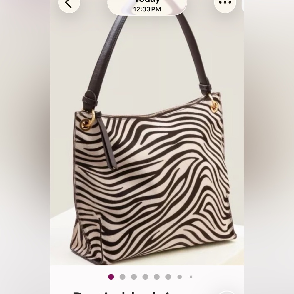 New Boden Zebra Black/Ivory Portia Calf Hair and Leather Bag + Dust Bag